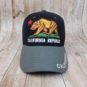 California Republic Adjustable Baseball Hat Black Gray